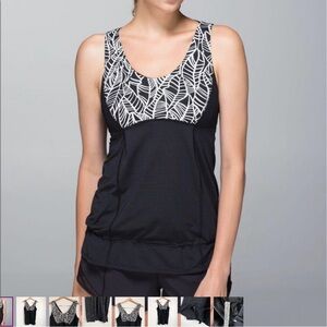 𝅺lululemon Hustle & Bustle Tank Top Black Palm 10